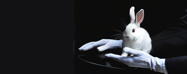 Close-Up of a Magician's Hands Holding a Rabbit
