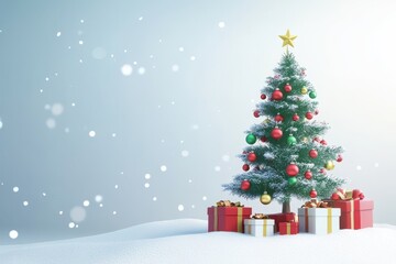 christmas tree with gifts and bow