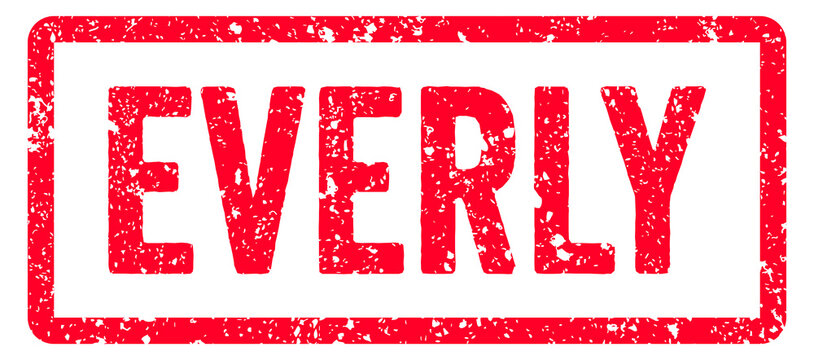 Everly Stamp Transparent Seal, Red Grunge Everly Word Typography Rubber Stamp Seal Text Effect