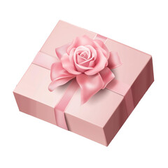 pink gift with roses for Valentine's Day or Mother's Day .png object. transparent background isolated
