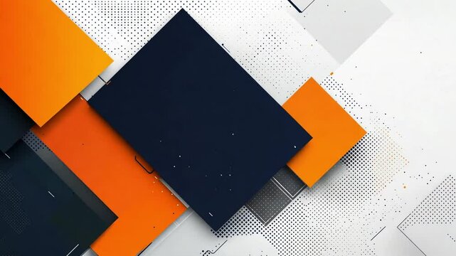 Abstract Geometric Pattern with Orange, Black, and White Squares