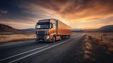 Obraz premium Dynamic motion blur of a car transporter trailer carrying multiple vehicles on a busy highway
