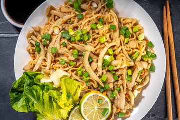 Asian shimeji noodles dish