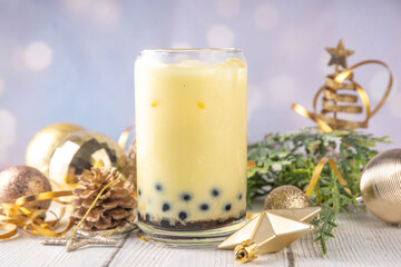 Christmas holiday eggnog boba milk tea cocktail