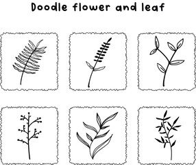 doodle flower and leaves