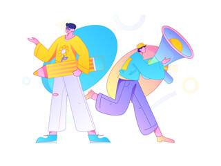 Notification announcement vector creative flat hand drawn illustration
