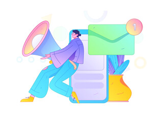 Notification announcement vector creative flat hand drawn illustration
