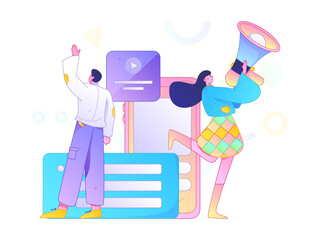 Notification announcement vector creative flat hand drawn illustration
