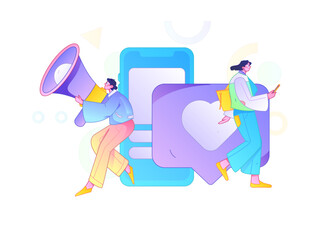 Notification announcement vector creative flat hand drawn illustration
