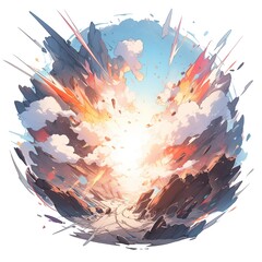 Cartoon-style anime explosion