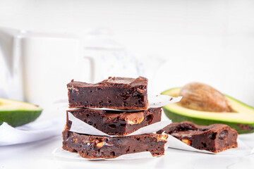Homemade vegan avocado brownie dessert