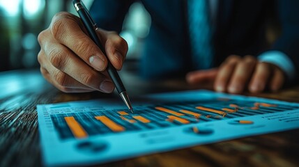 Naklejka premium Group of confident business people point to graphs 