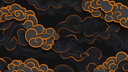 Classical traditional Chinese black gold cloud texture illustration poster background