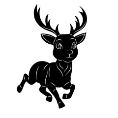 deer jumping black silhouette vector