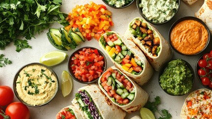 Delicious Veggie Burritos with Fresh Salsa Dips