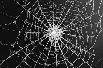 Cobweb against black background