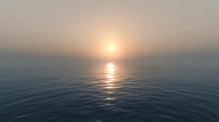 Fototapeta premium tranquil sunrise over calm ocean symbolizes new beginnings and peace. soft hues of dawn reflect beautifully on water surface, creating serene atmosphere