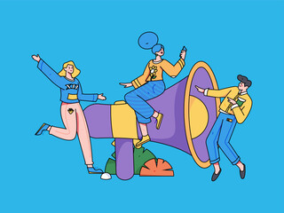 Notification announcement vector creative flat hand drawn illustration
