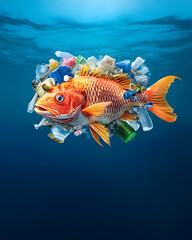 Fototapeta premium Garbage and recycling concept under loving the world and love nature in the form of banner tags and posters with space to add text