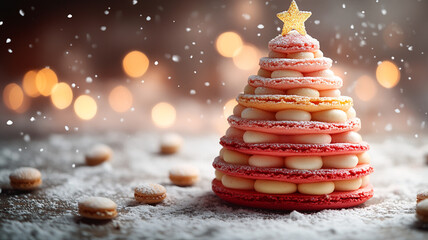 macaroons dessert. decor for Christmas, New Year.
