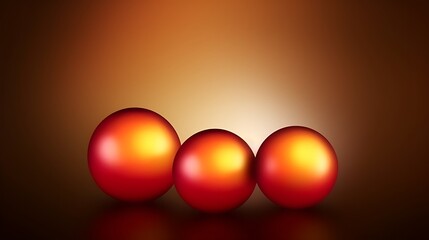 Three Shiny Red Easter Eggs On Brown Background