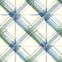 Seamless pattern of blue, green, and white tartan with clean grid lines