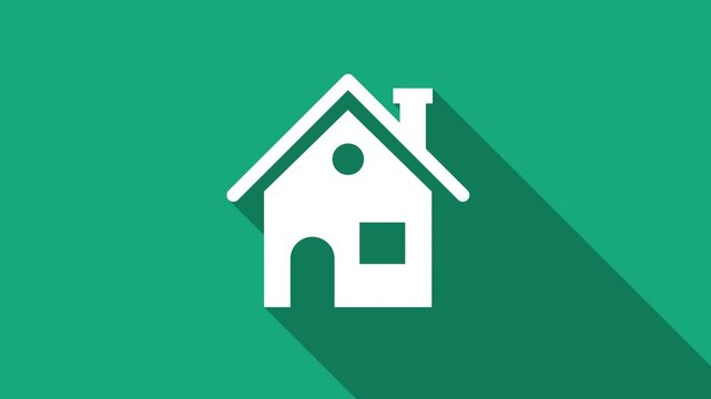 house icon animation. white icon with long shadow effect