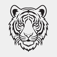 Saubere und auffallende brüllende Tiger Silhouette Tattoo Symbol Cartoon Vector Illustration | Premium Vektor