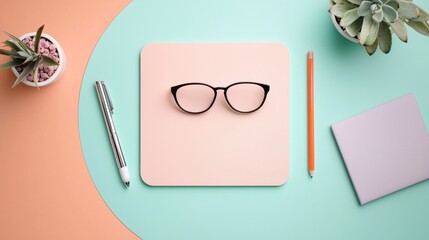 Minimalist Desk Workspace with Office Supplies and Succulent