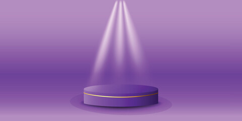 White spotlights podium display with background the same color as the podium. Modern studio, wall scene fashion, stage podium scene with for Award Ceremony. 3D rendering.