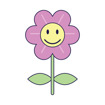 smiling flower cartoon style