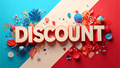 Discount Text on Red Background