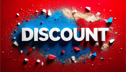 Discount Text on Red Background
