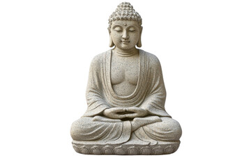 Obraz premium A serene stone Buddha statue seated in a meditative pose, embodying peace and tranquility.