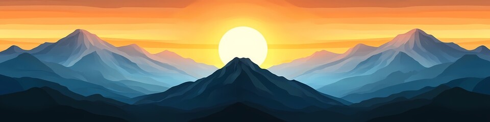 Obraz premium Mountain Majesty: Sunrise Vector Illustration