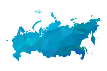 Map of Russia - Blue Geometric Rumpled Triangular , Polygonal Design For Your. Vector illustration eps 10.