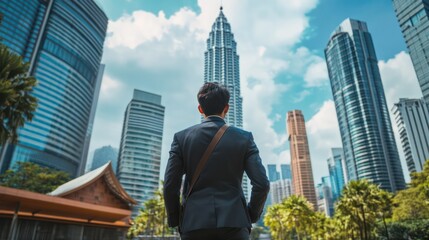 Asian expatriate exploring banking solutions for expats in Kuala Lumpur, Malaysia