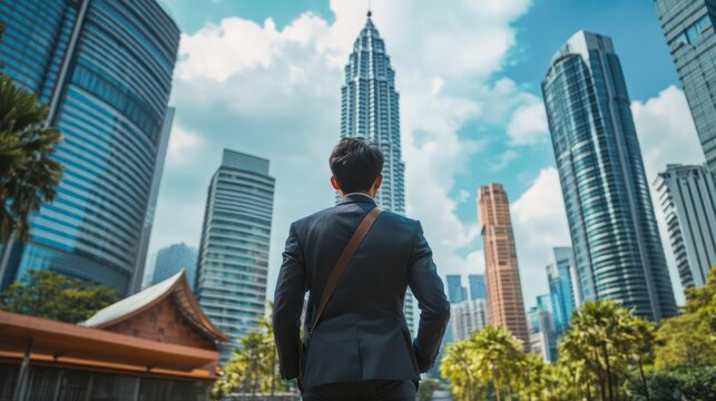 Asian expatriate exploring banking solutions for expats in Kuala Lumpur, Malaysia