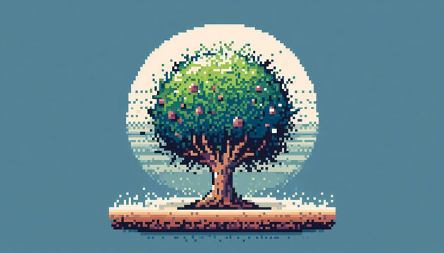 pixel art of old tree.