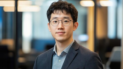 Fototapeta premium Asian tech entrepreneur integrating cryptocurrency banking features in Seoul, South Korea