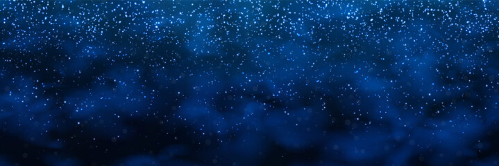 Obraz premium Underwater dark blue gradient bg with glowing plankton and overlay effects. Soft gradation background with photofluorescent particles and microorganisms.