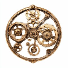 Circular clockwork gears, intricate mechanics.