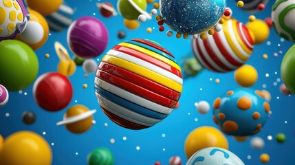 Vibrant Kaleidoscopic Spheres in Fantastical Celestial Realm