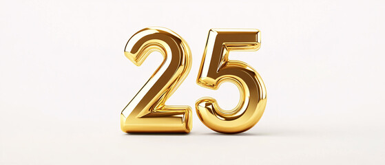 Obraz premium Shiny Gold Number TwentyFive, 25th Anniversary Celebration Balloons, 25th Anniversary Celebration Ballo