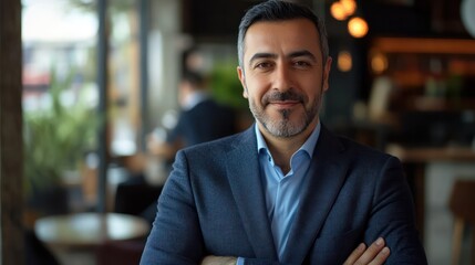 Fototapeta premium Middle Eastern expatriate managing finances through banking for expats in Istanbul, Turkey