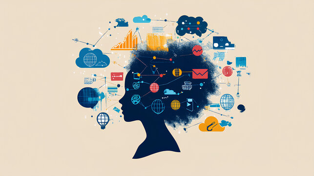 Multilingual Language Translation, Communication Concept. A person with  various languages, global language translate, multilingual technology, and international connections. AI Translator