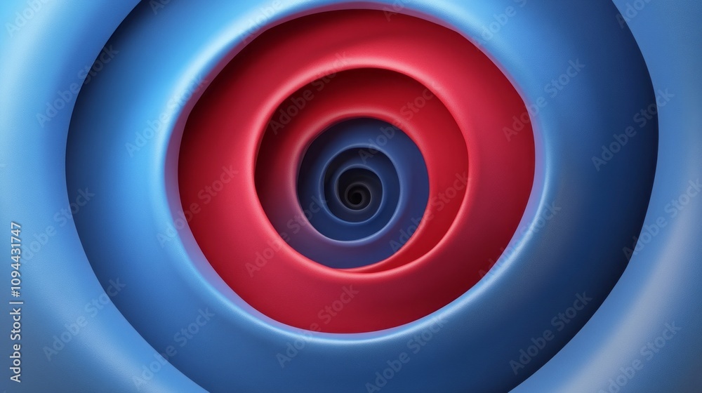 Poster a blue and red spiral with a red dot in the middle