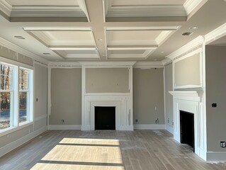 A room under construction with new hardwood floors. AI.