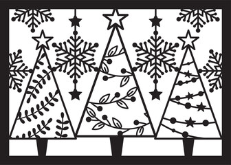 Merry Christmas paper cut card. greeting card for paper cutting, Christmas card design. 