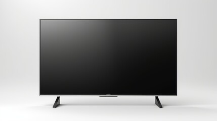Realistic flat screen lcd tv displaying a blank screen isolated on a white background
